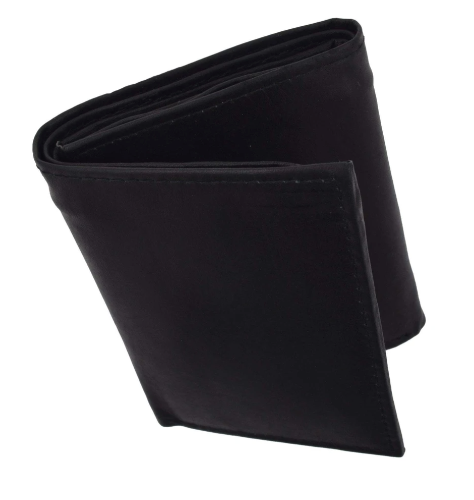 RFID Blocking Men's Trifold Wallet Extra Capacity Multi ID Card Slot Center Flap
