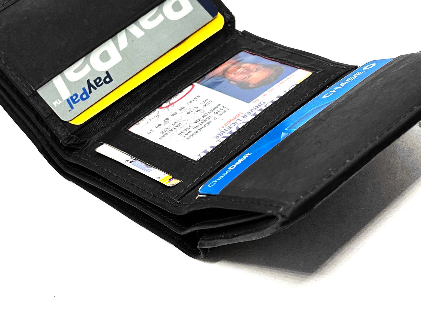 RFID Blocking Men's Trifold Wallet Extra Capacity Multi ID Card Slot Center Flap