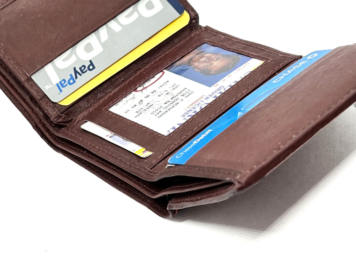 RFID Blocking Men's Trifold Wallet Extra Capacity Multi ID Card Slot Center Flap