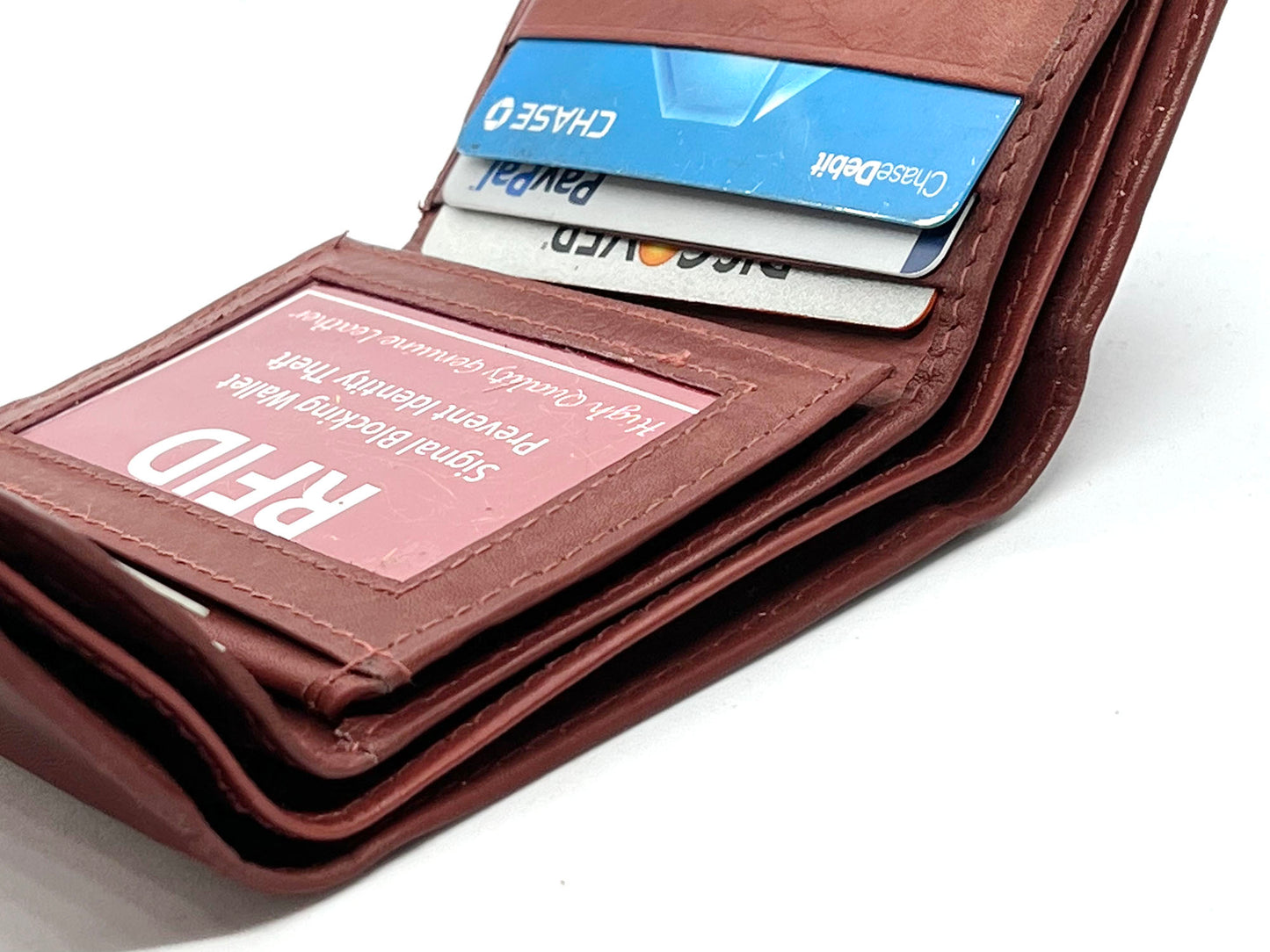 RFID Blocking Men's Trifold Wallet Extra Capacity Multi ID Card Slot Center Flap