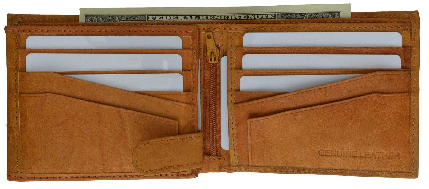 RFID Blocking Genuine Leather Bifold Wallet ID Card Center Out Card Holder