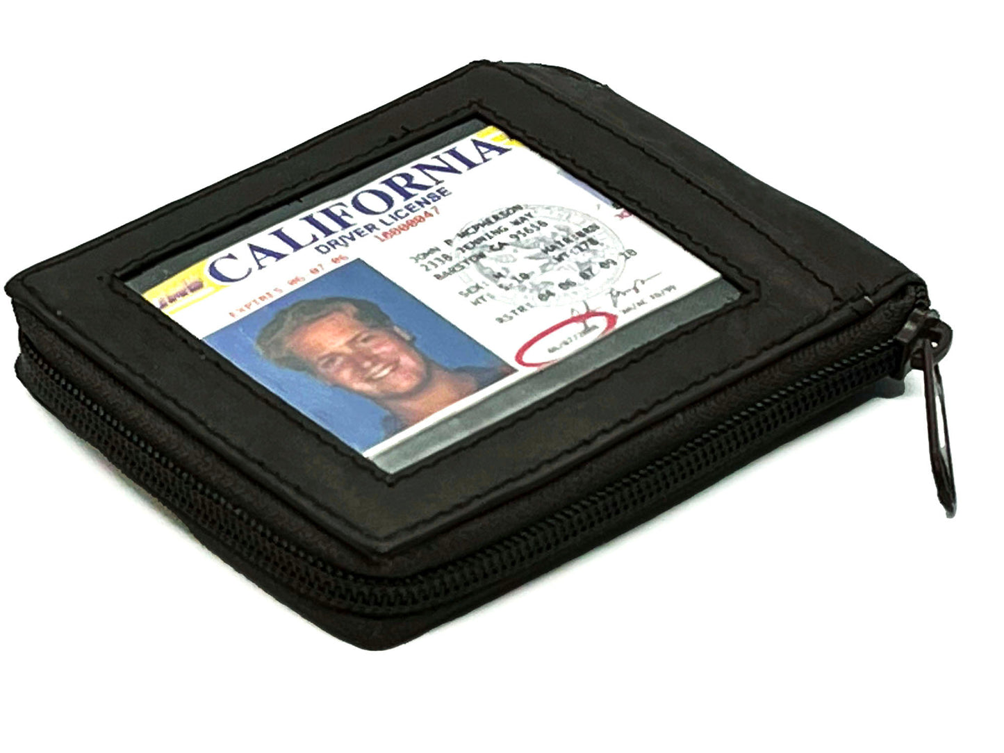 RFID Blocking Genuine Leather Men's Bifold Wallet Credit Card Holder Zip Around Flap Top