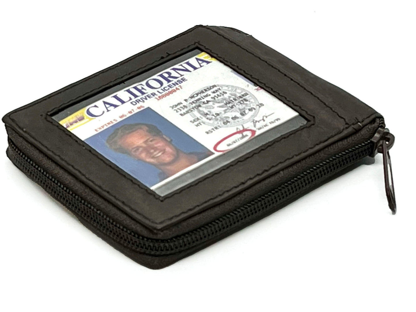 RFID Blocking Genuine Leather Men's Bifold Wallet Credit Card Holder Zip Around Flap Top