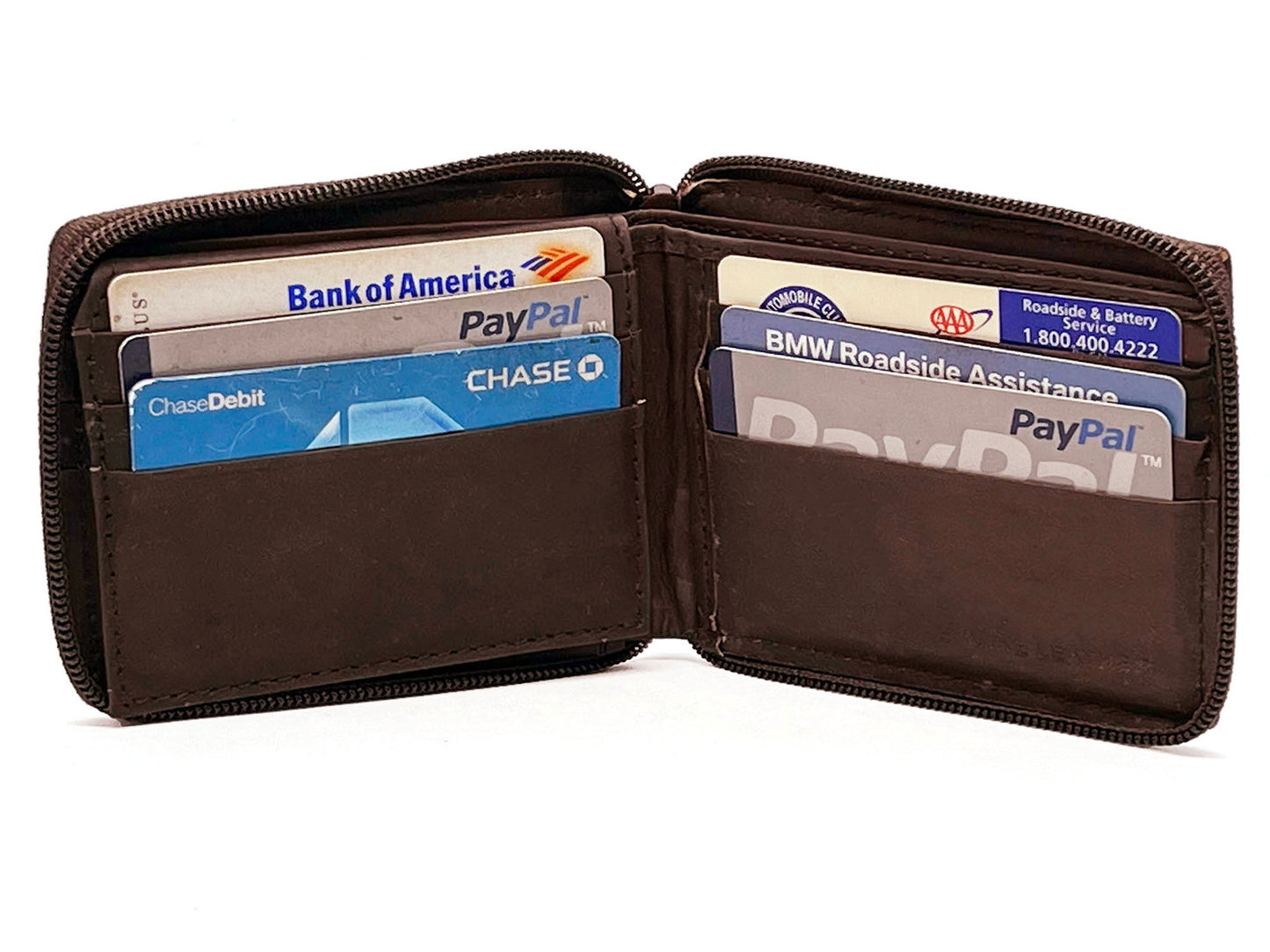RFID Blocking Genuine Leather Men's Bifold Wallet Credit Card Holder Zip Around Flap Top