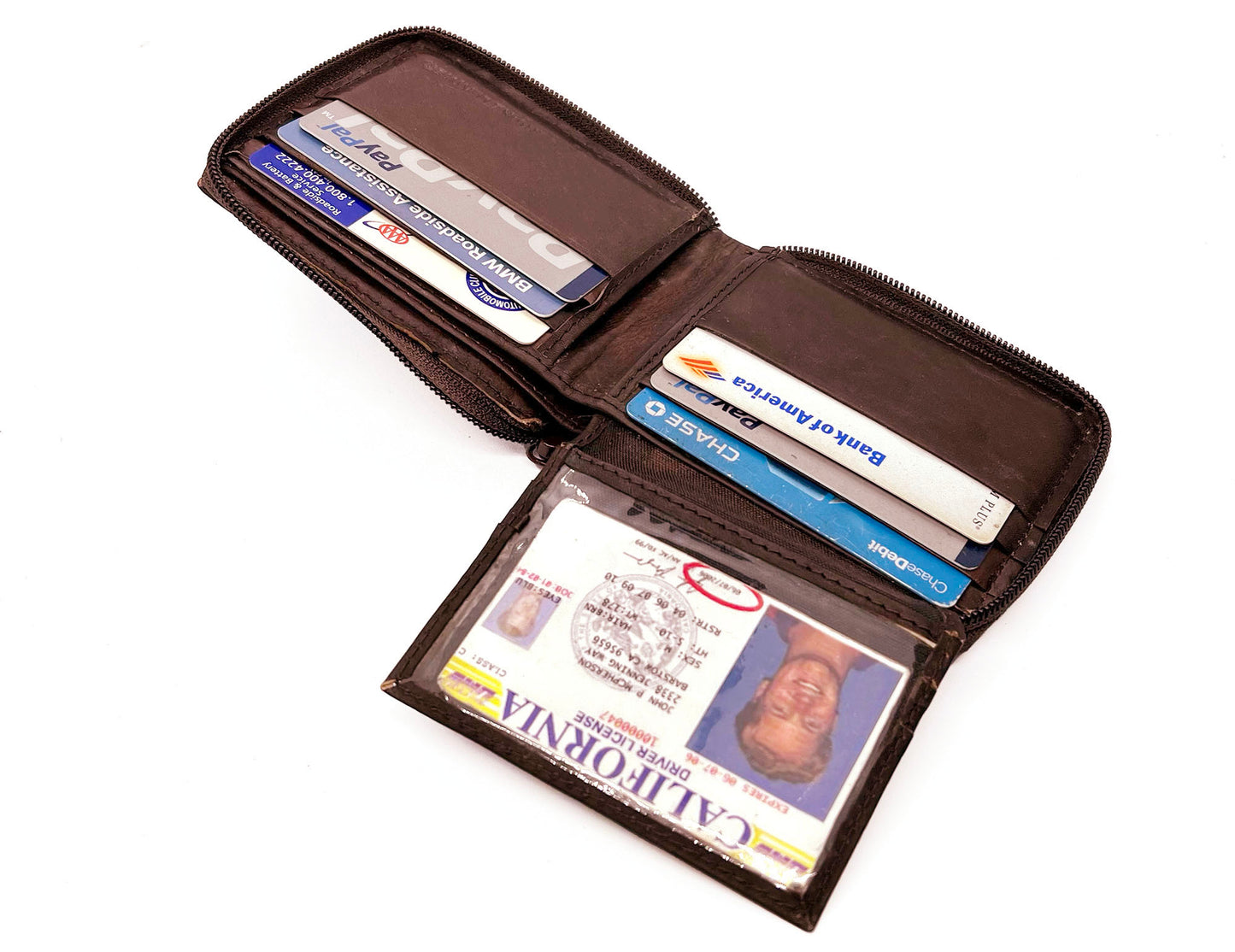 RFID Blocking Genuine Leather Men's Bifold Wallet Credit Card Holder Zip Around Flap Top