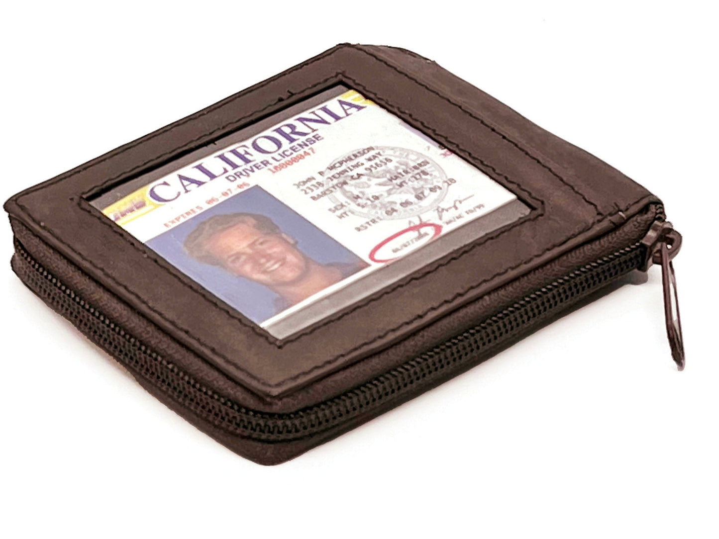 RFID Blocking Genuine Leather Men's Bifold Wallet Credit Card Holder Zip Around Flap Top
