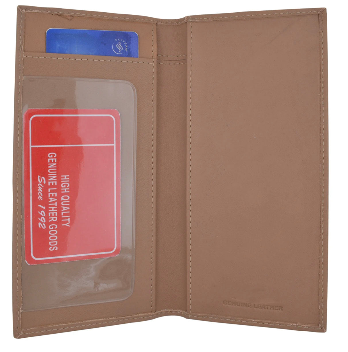 RFID Blocking Genuine Leather Plain Checkbook Cover Holder Thin ID Card Wallet