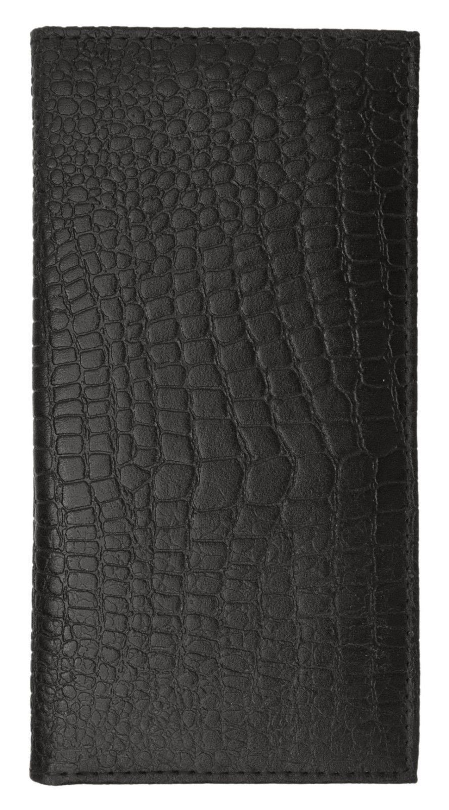 RFID Blocking Genuine Leather Croc Print Checkbook Cover Holder ID Card Wallet