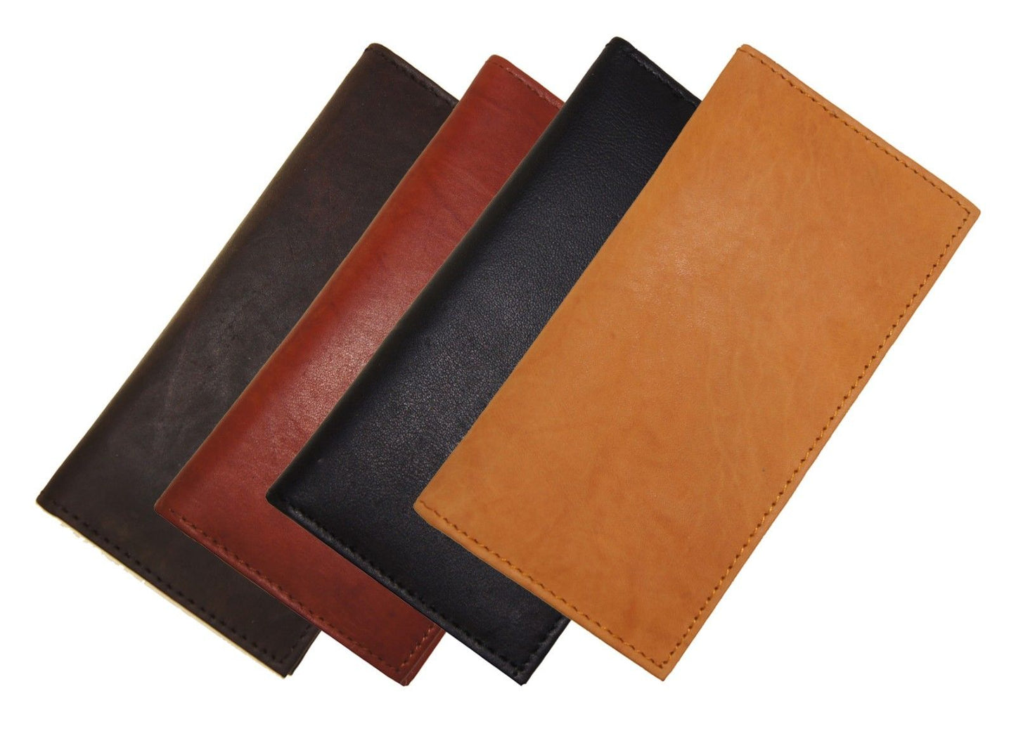 RFID Blocking Genuine Leather Plain Checkbook Cover Holder Thin ID Card Wallet