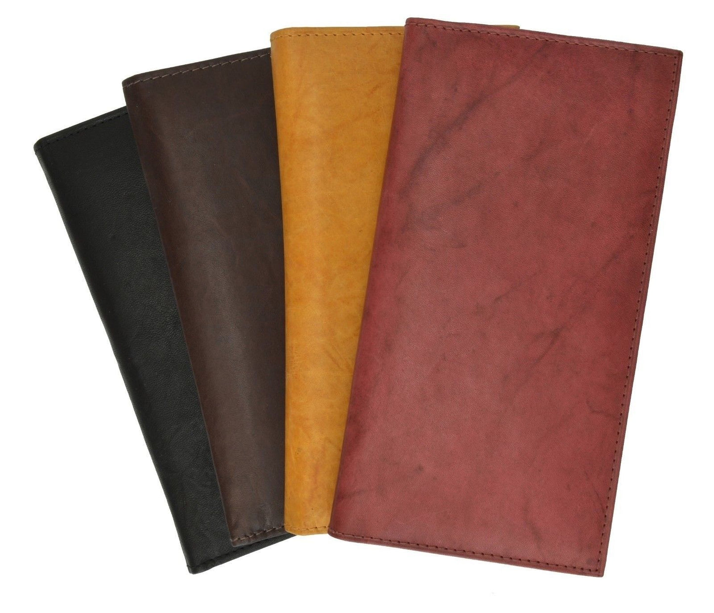 RFID Blocking Genuine Leather Plain Checkbook Cover Holder Thin ID Card Wallet