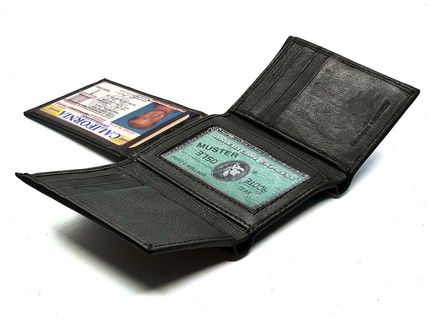 RFID Blocking Genuine Leather Men's Trifold Wallet Flap Top Card Holder