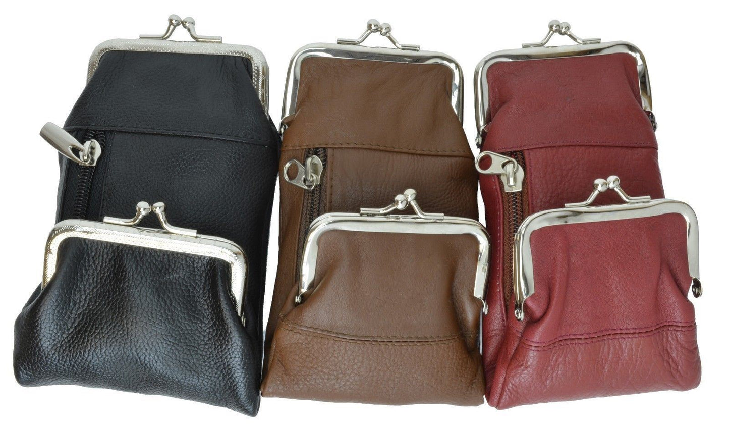 Genuine Leather Cigarette Soft Case Lighter Coin Holder Double Clasp