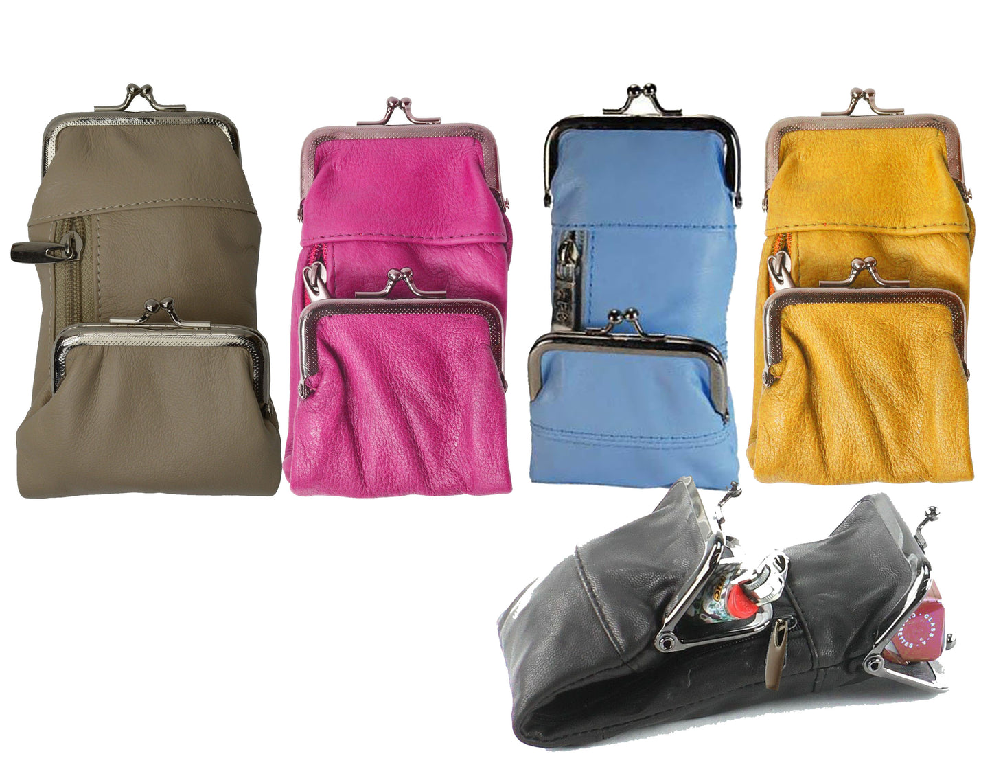 Genuine Leather Cigarette Soft Case Lighter Coin Holder Double Clasp