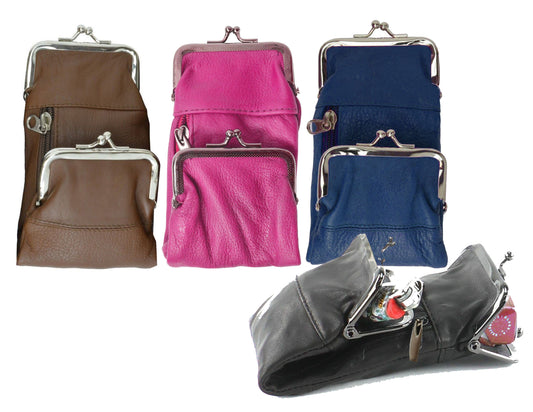Genuine Leather Cigarette Soft Case Lighter Coin Holder Double Clasp