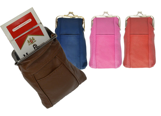 Genuine Leather Cigarette Soft Case Small Lighter Tobacco Holder for Men Women