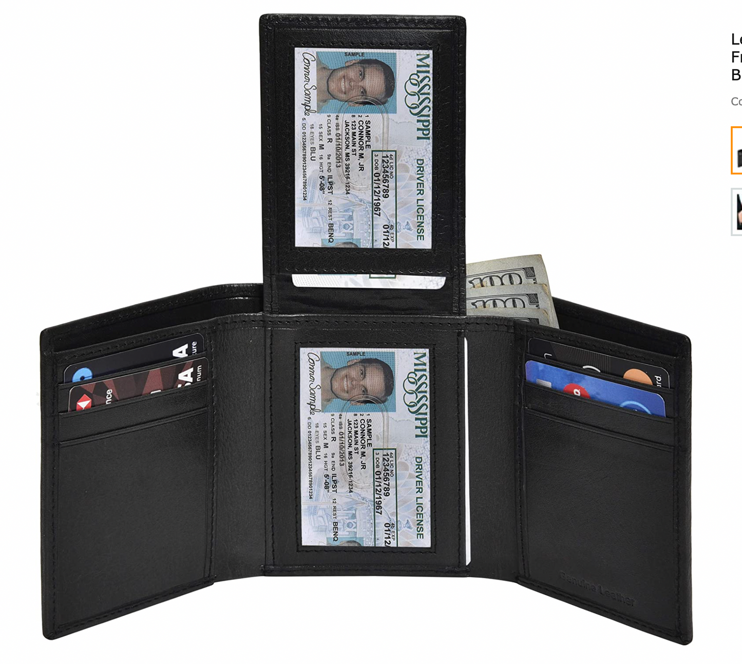 RFID Blocking Genuine Leather Men's Trifold Wallet Flap Top Card Holder