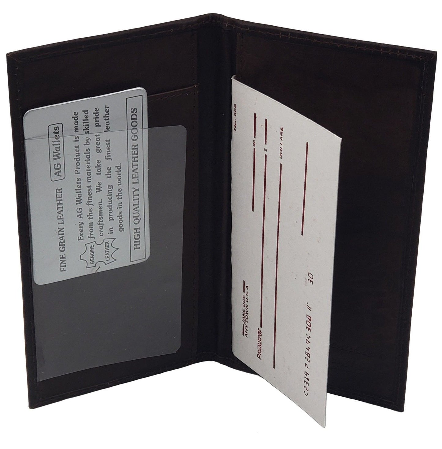 RFID Blocking Genuine Leather Plain Checkbook Cover Holder Thin ID Card Wallet