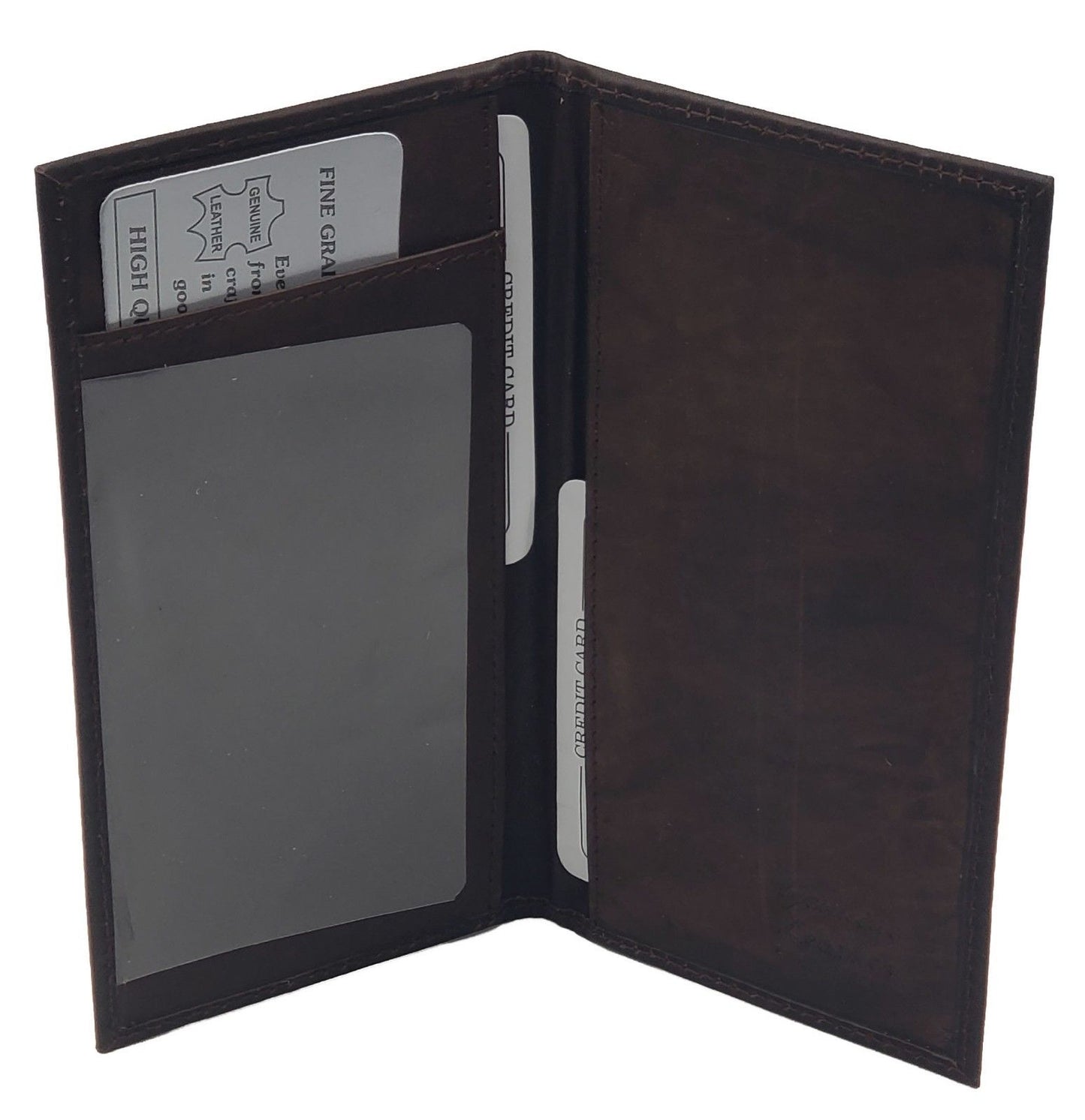 RFID Blocking Genuine Leather Plain Checkbook Cover Holder Thin ID Card Wallet
