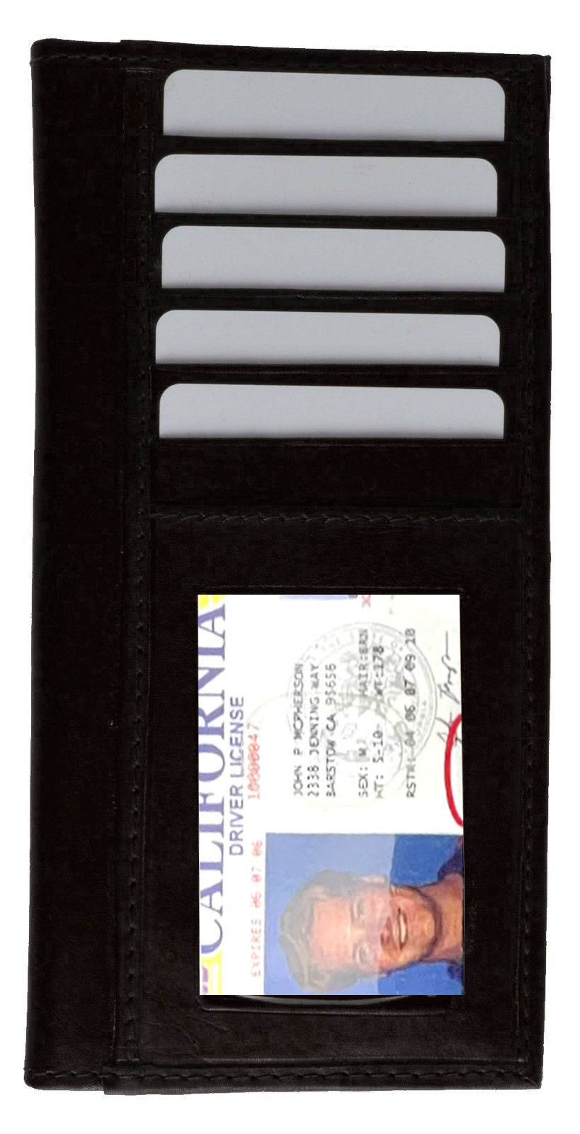 RFID Blocking Genuine Leather Checkbook Cover Holder Thin ID Window Card Wallet