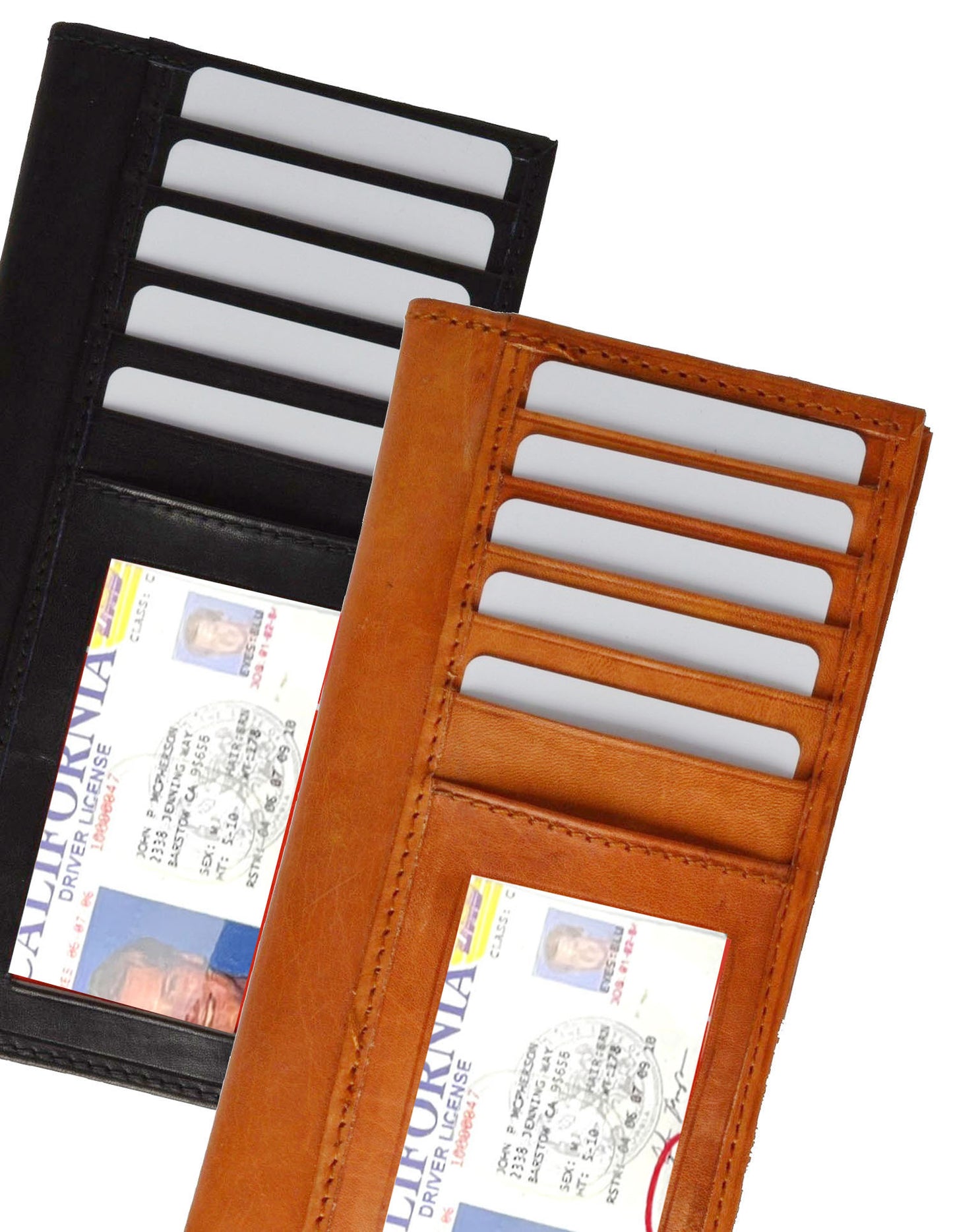 RFID Blocking Genuine Leather Checkbook Cover Holder Thin ID Window Card Wallet