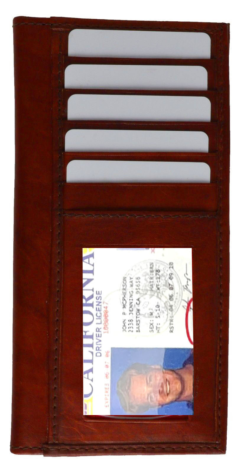 RFID Blocking Genuine Leather Checkbook Cover Holder Thin ID Window Card Wallet
