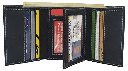 RFID Blocking Hunter Brown Vintage Leather Trifold Wallet Premium Cowhide