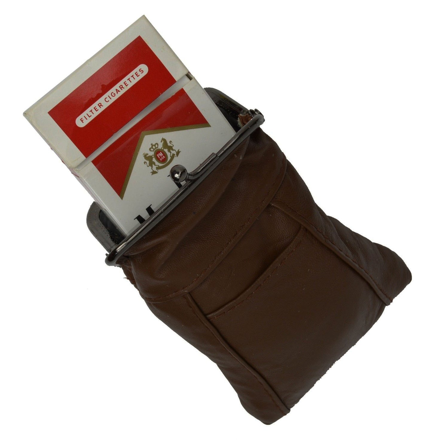 Genuine Leather Cigarette Soft Case Small Lighter Tobacco Holder for Men Women
