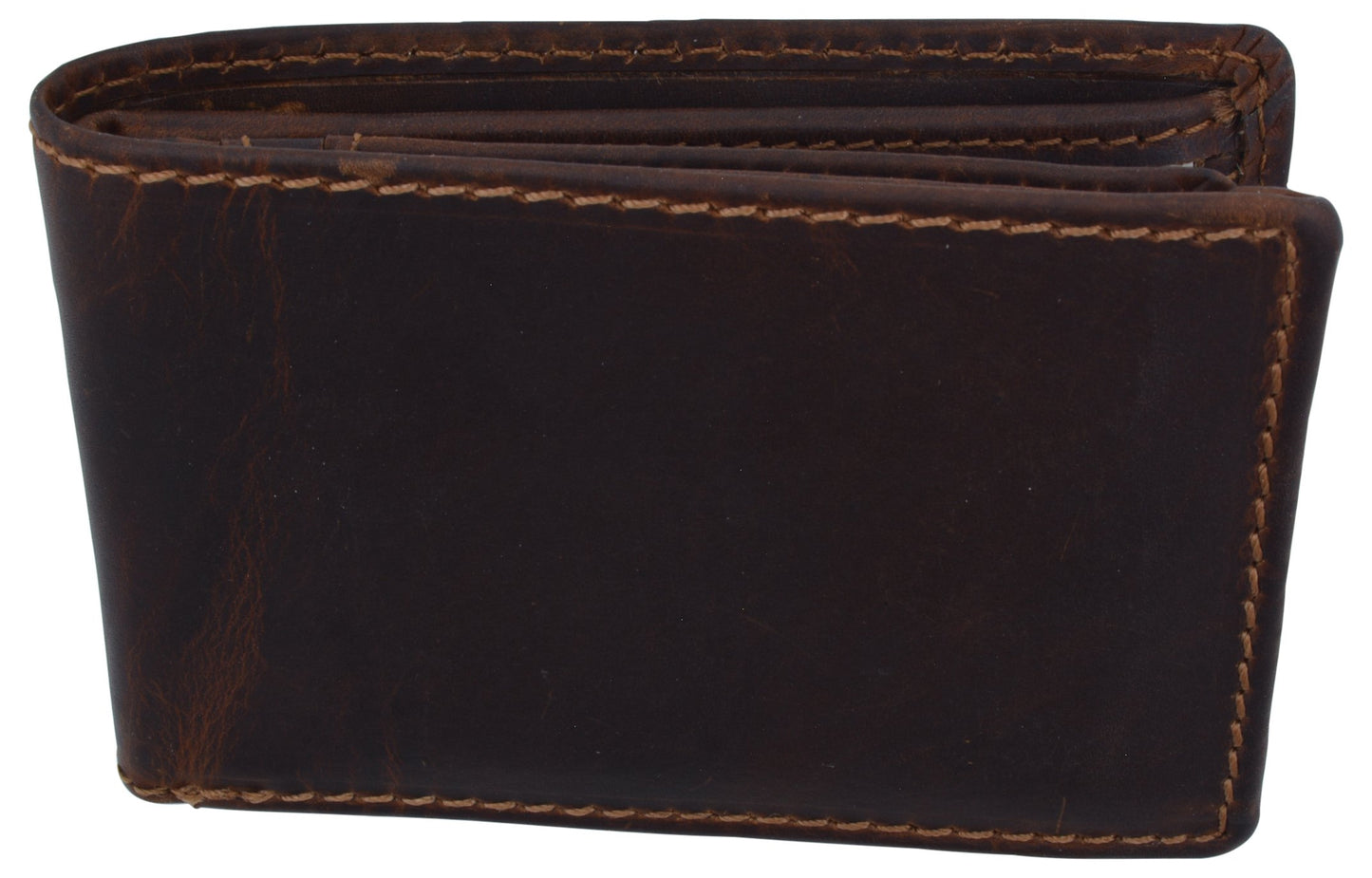 Hunter Brown Cowhide Leather Men's Bifold Wallet Credit Card Holder