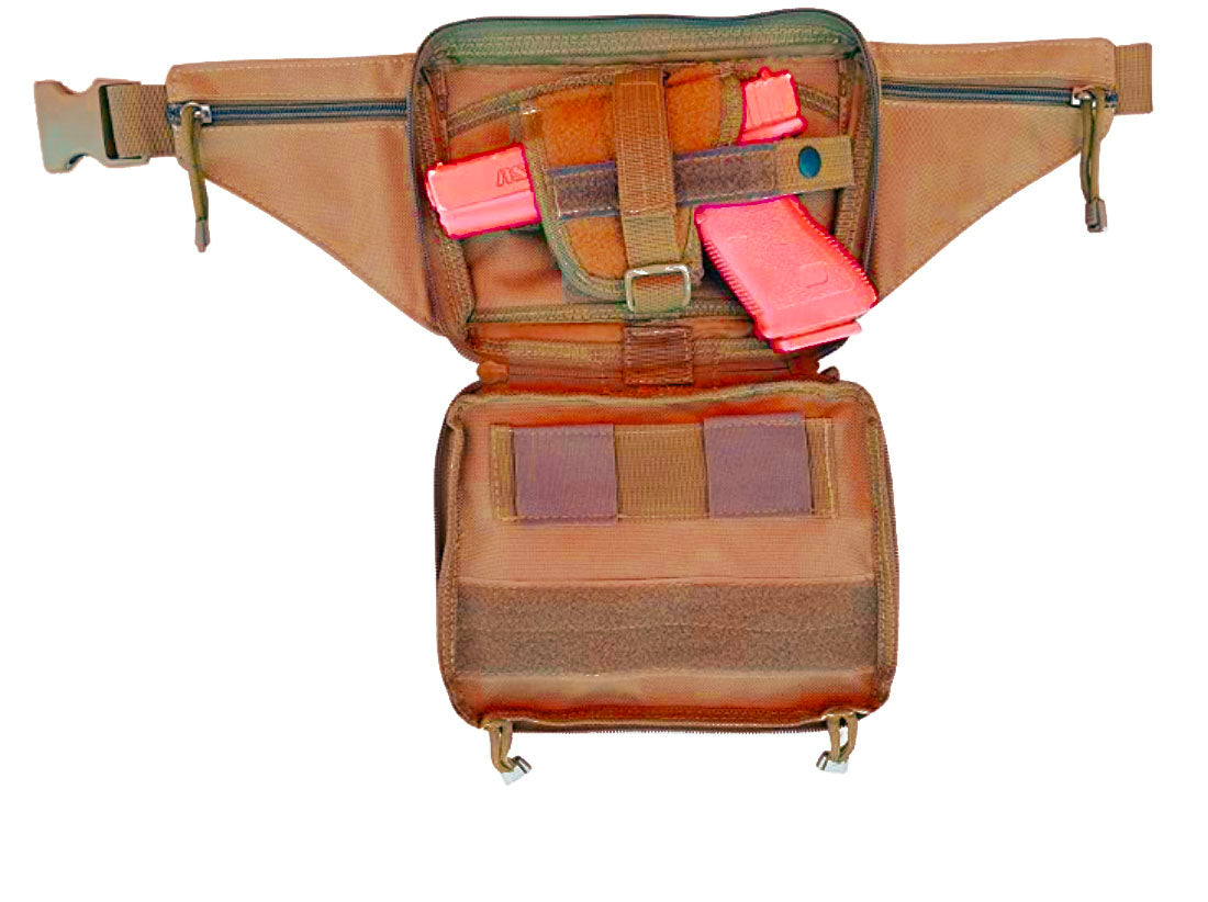 Pistol Fanny Pack Concealed Carry Holder 4 Compartment Durable Canvas Waist Bag CCW