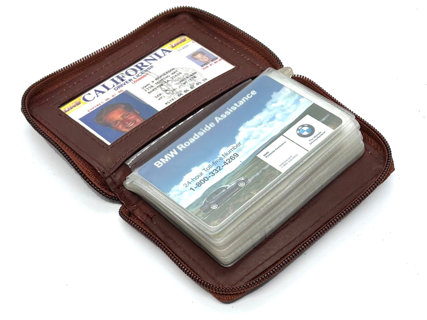 RFID Blocking Leather Bifold Wallet Zip Around ID Business Credit Cards Plaster Inserts