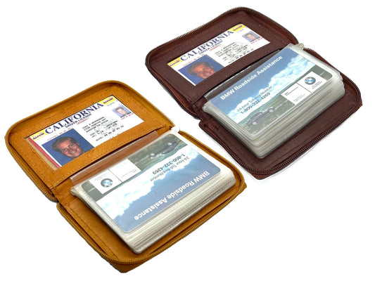 RFID Blocking Leather Bifold Wallet Zip Around ID Business Credit Cards Plaster Inserts