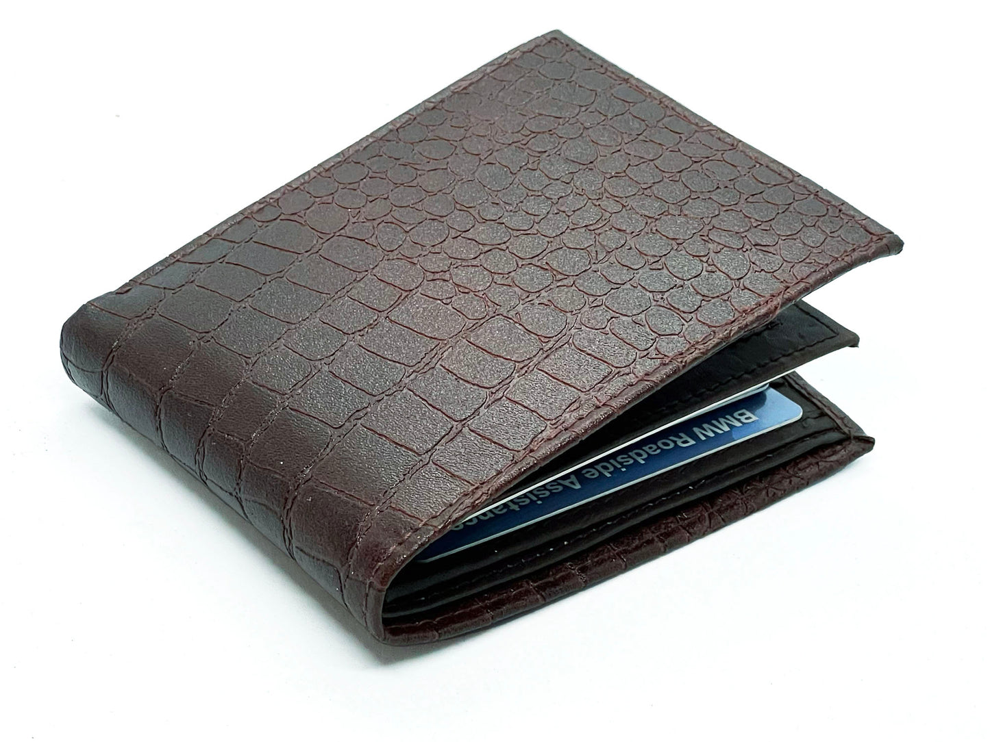 Genuine Leather Croc Print Men's Bifold Wallet Credit Card Holder