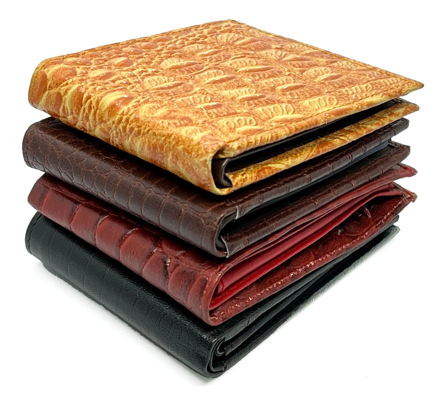 Genuine Leather Croc Print Men's Bifold Wallet Credit Card Holder