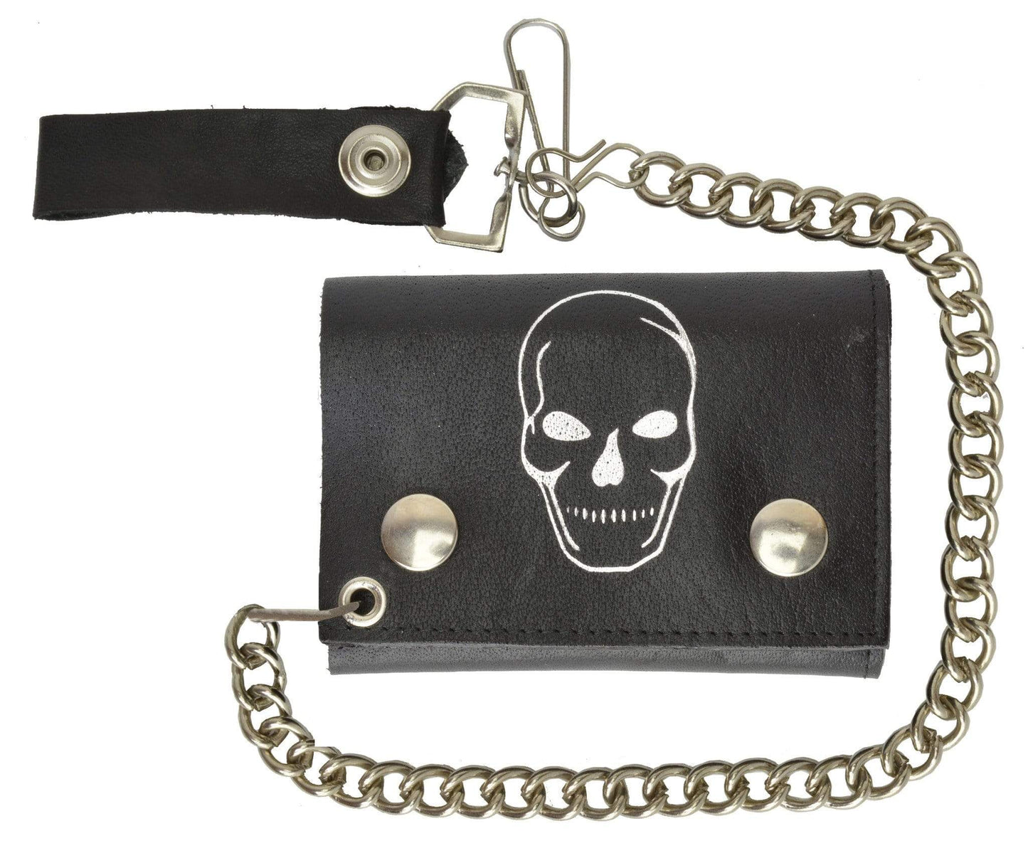 Men's Leather Biker Wallet Steel Chain Trucker Motorcyclist Novelty Print
