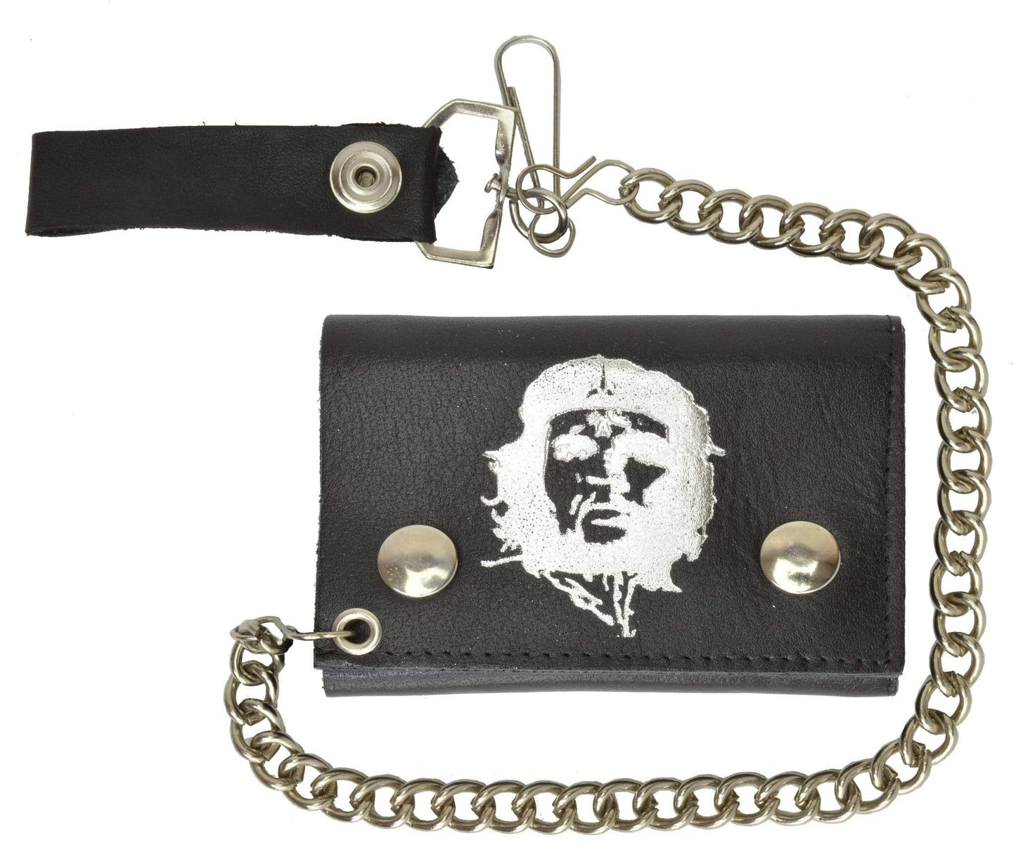 Men's Leather Biker Wallet Steel Chain Trucker Motorcyclist Novelty Print