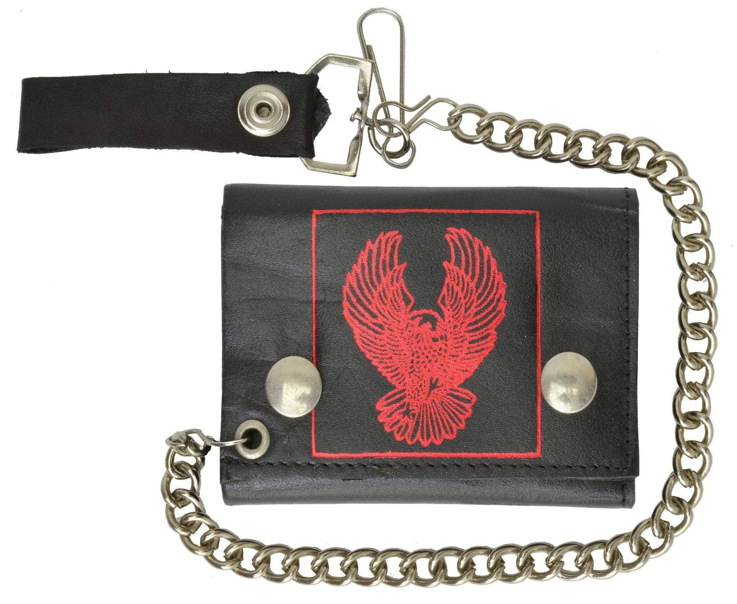 Men's Leather Biker Wallet Steel Chain Trucker Motorcyclist Novelty Print