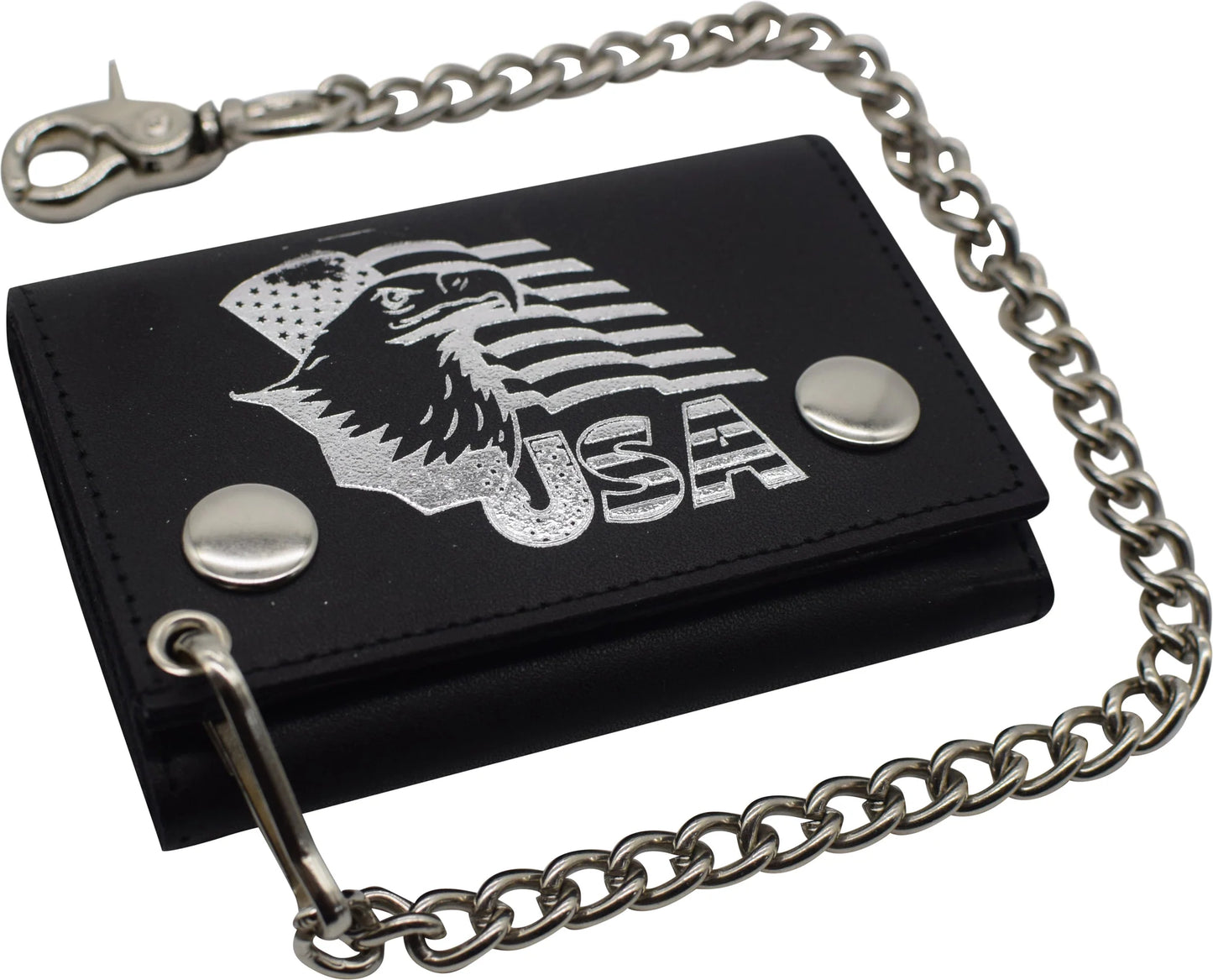 Genuine Leather Biker Wallet Steel Chain Trucker Motorcyclist Novelty Print