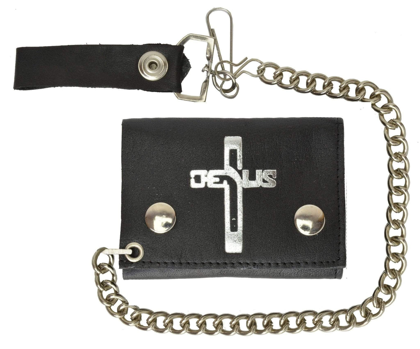 Men's Leather Biker Wallet Steel Chain Trucker Motorcyclist Novelty Print