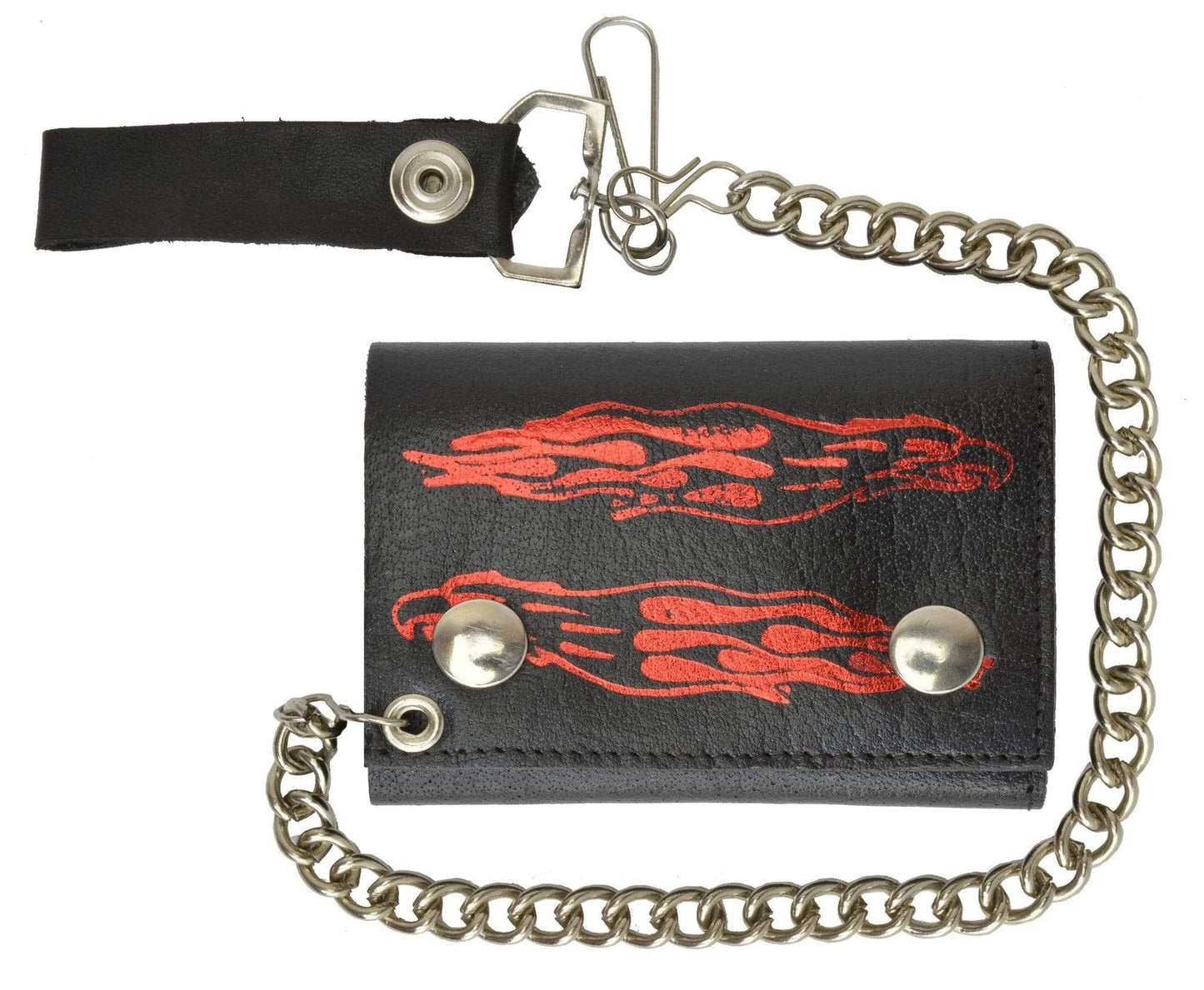 Men's Leather Biker Wallet Steel Chain Trucker Motorcyclist Novelty Print