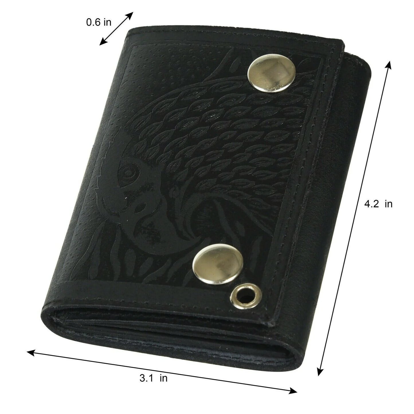 Genuine Leather Biker Wallet Steel Chain Trucker Motorcyclist Novelty Print