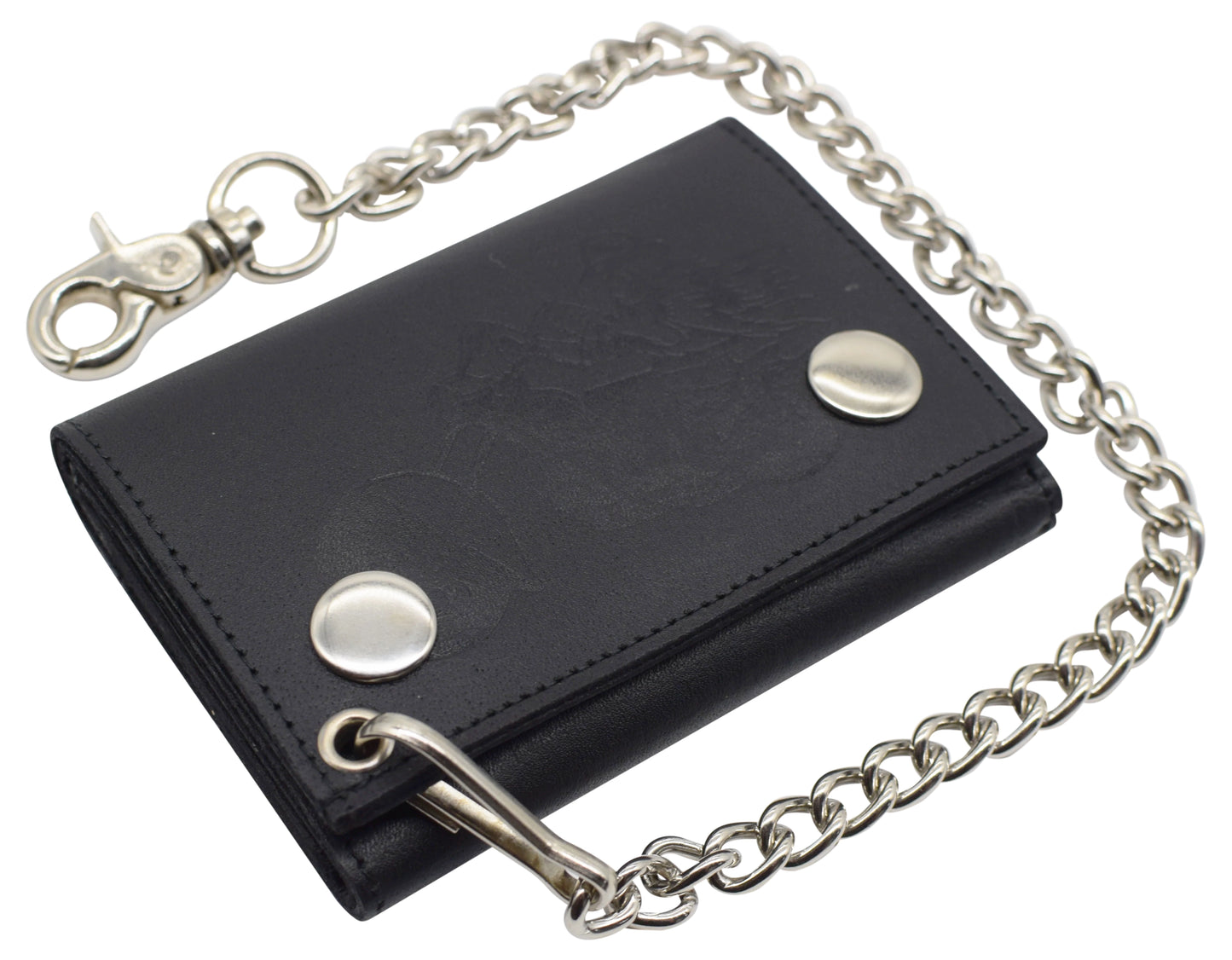 Genuine Leather Biker Wallet Steel Chain Trucker Motorcyclist Novelty Print
