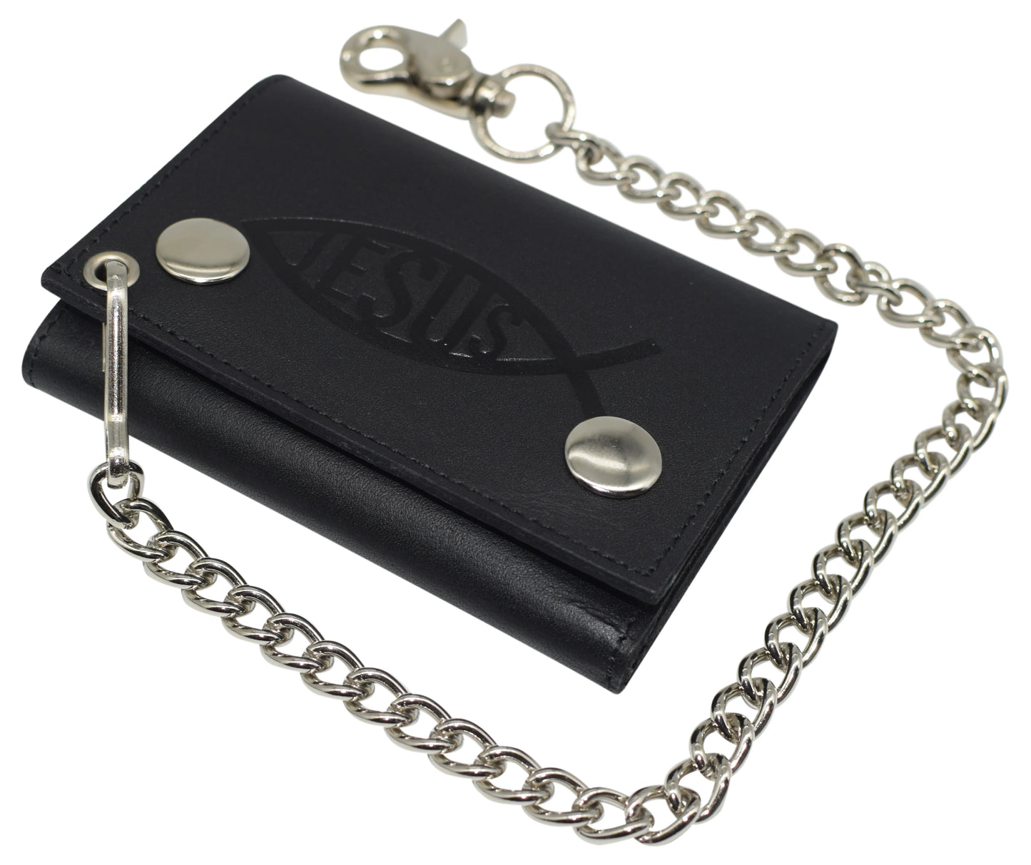Genuine Leather Biker Wallet Steel Chain Trucker Motorcyclist Novelty Print