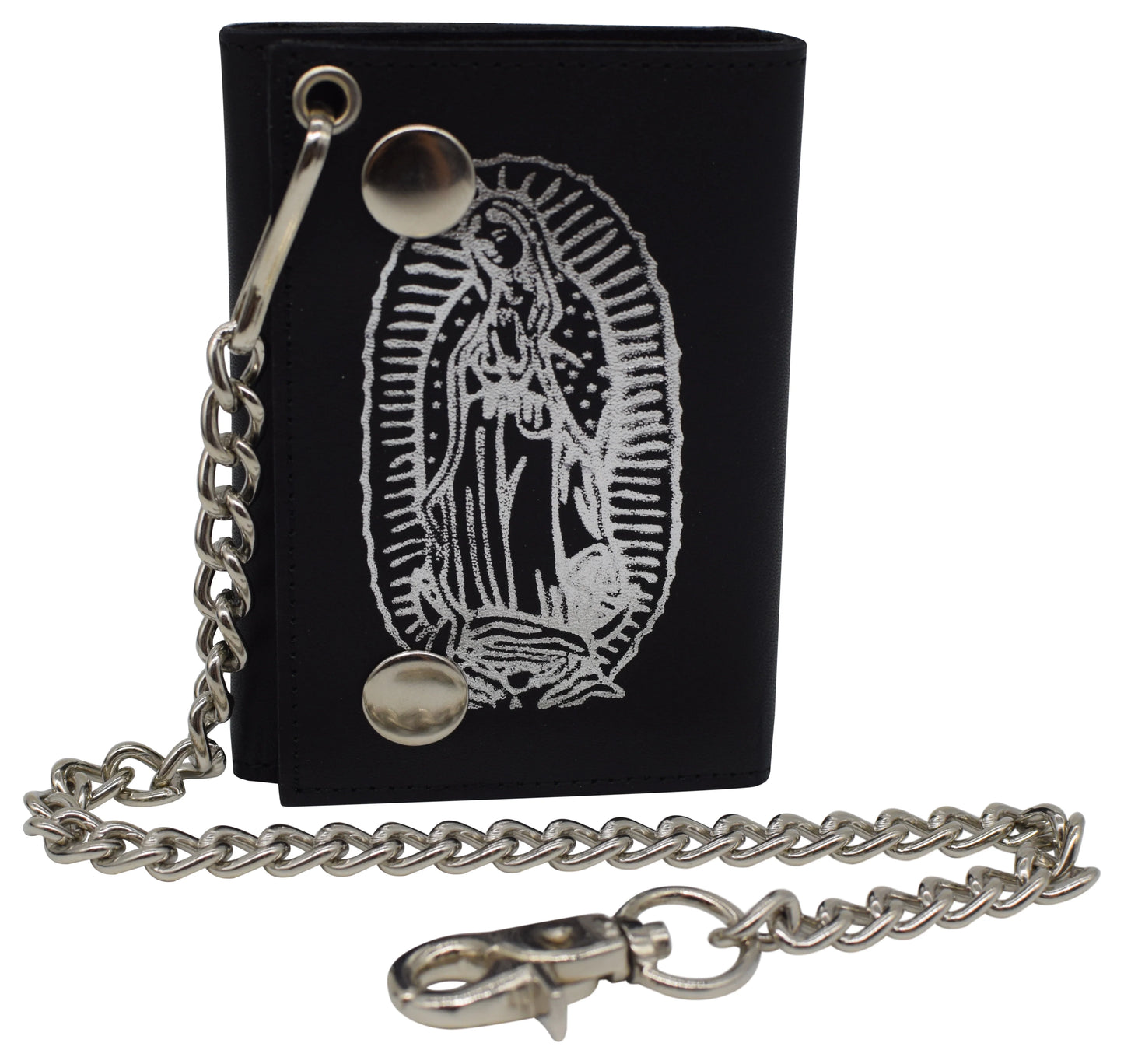 Genuine Leather Biker Wallet Steel Chain Trucker Motorcyclist Novelty Print