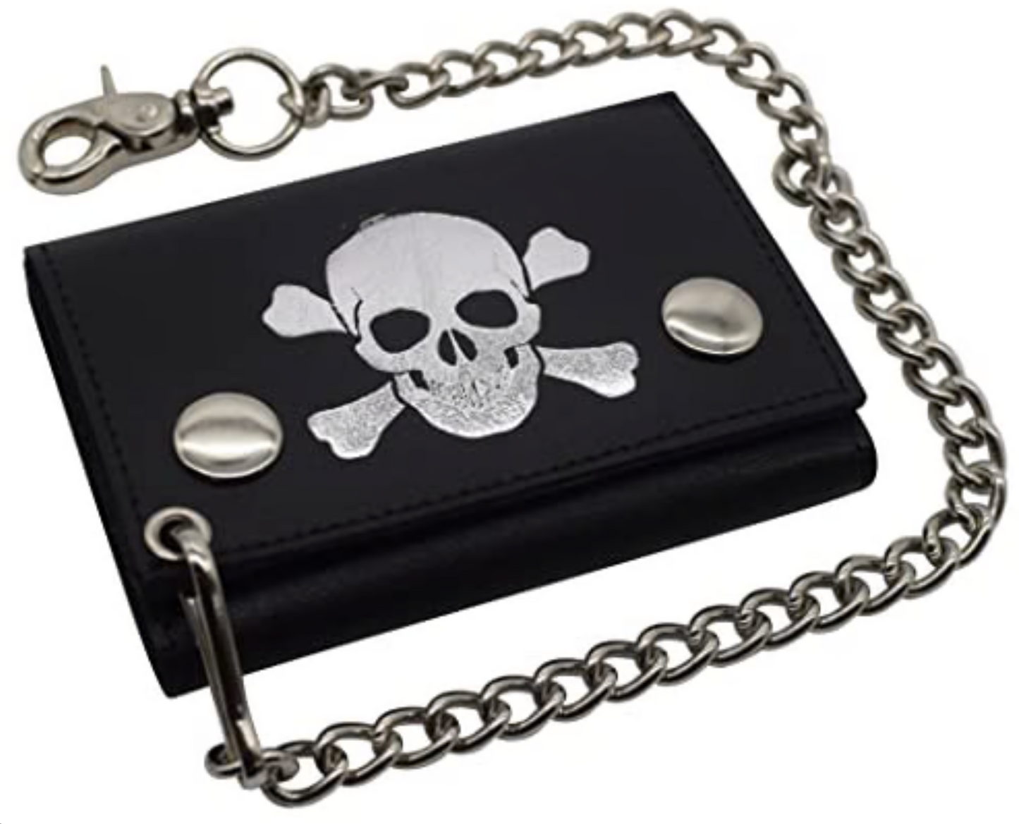 Genuine Leather Biker Wallet Steel Chain Trucker Motorcyclist Novelty Print