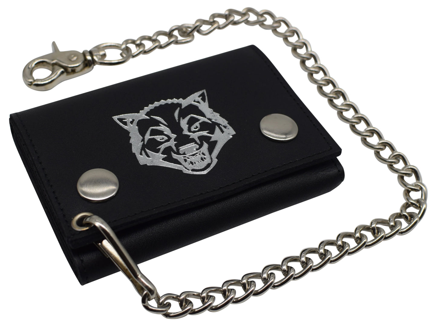 Genuine Leather Biker Wallet Steel Chain Trucker Motorcyclist Novelty Print