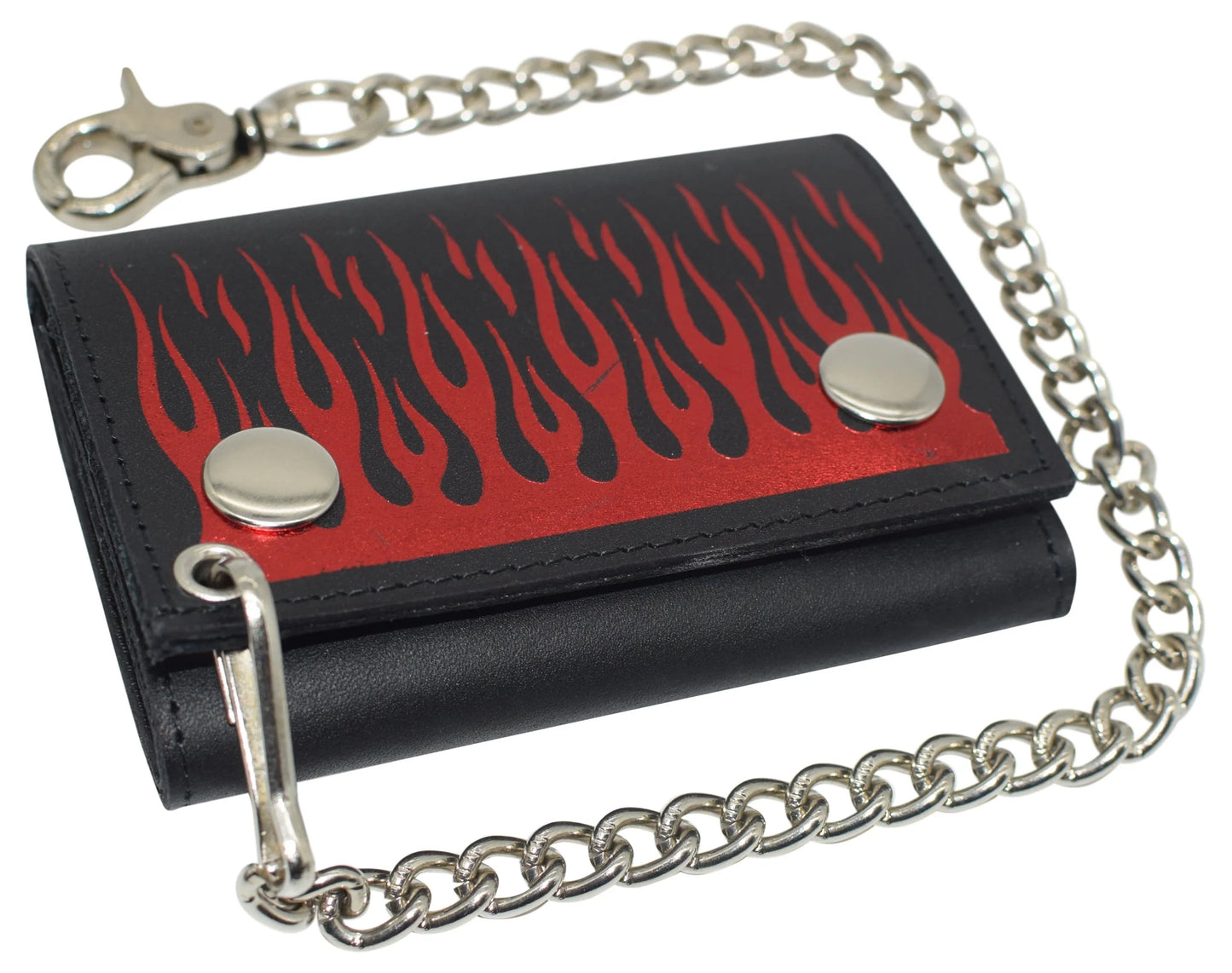 Genuine Leather Biker Wallet Steel Chain Trucker Motorcyclist Novelty Print