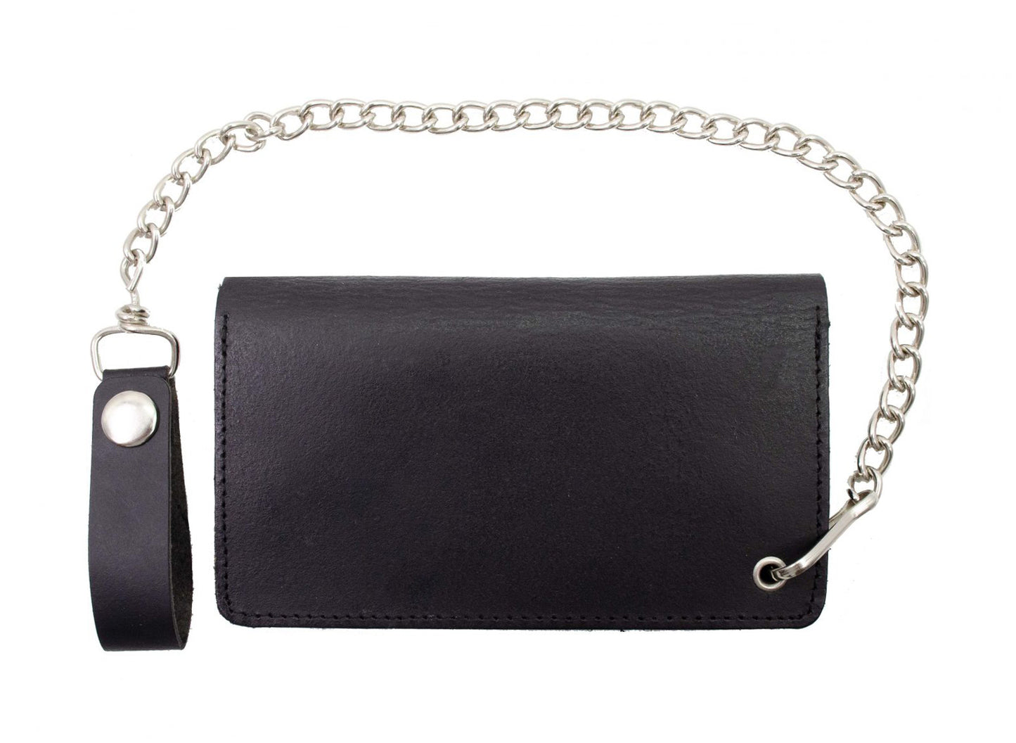 Black Genuine Leather Men's Biker Long Wallet Steel Chain Trucker Motorcyclist M