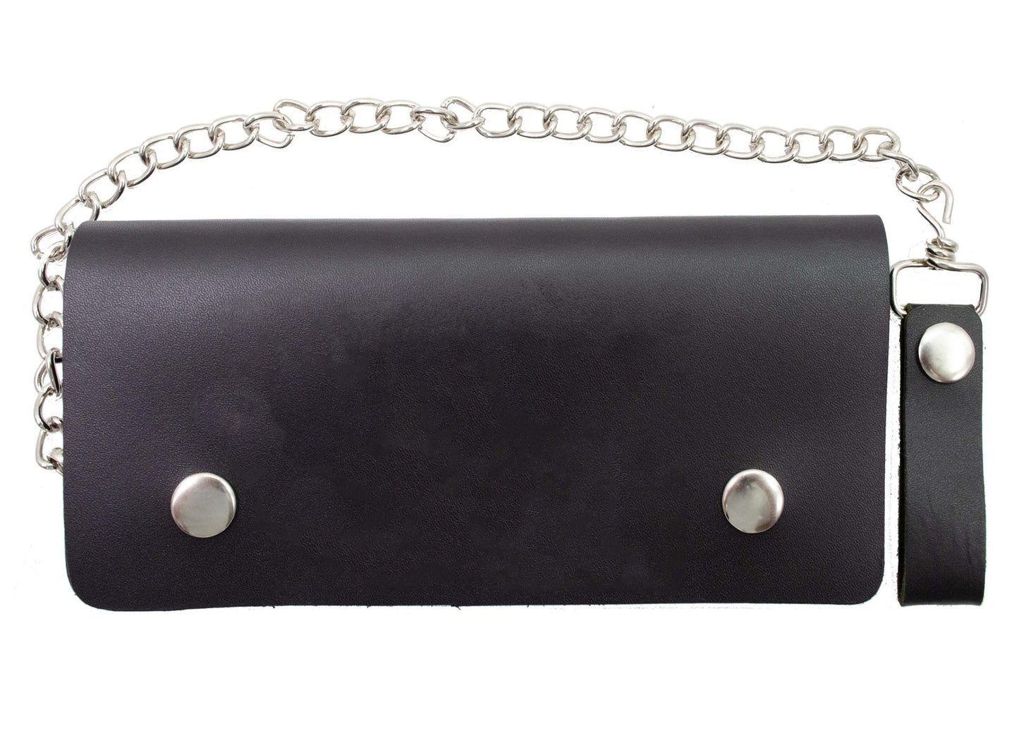 Black Genuine Leather Men's Biker Long Wallet Steel Chain Trucker Motorcyclist L