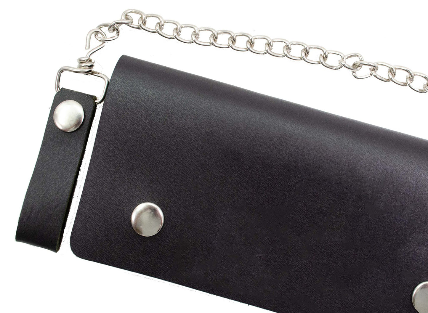 Black Genuine Leather Men's Biker Long Wallet Steel Chain Trucker Motorcyclist L
