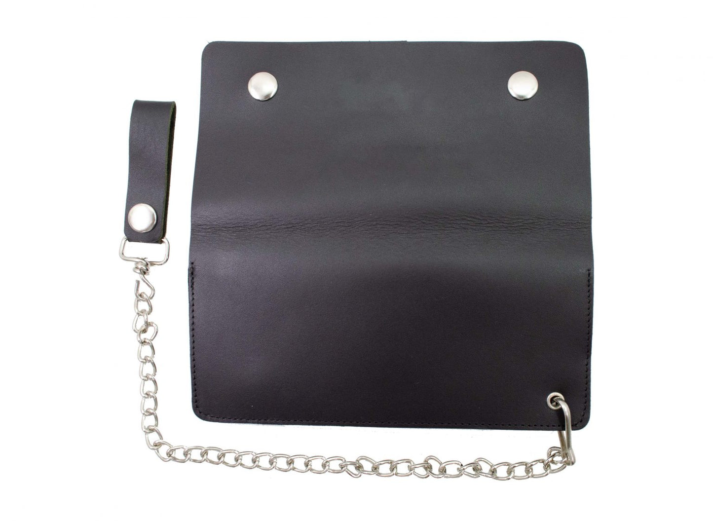 Black Genuine Leather Men's Biker Long Wallet Steel Chain Trucker Motorcyclist L